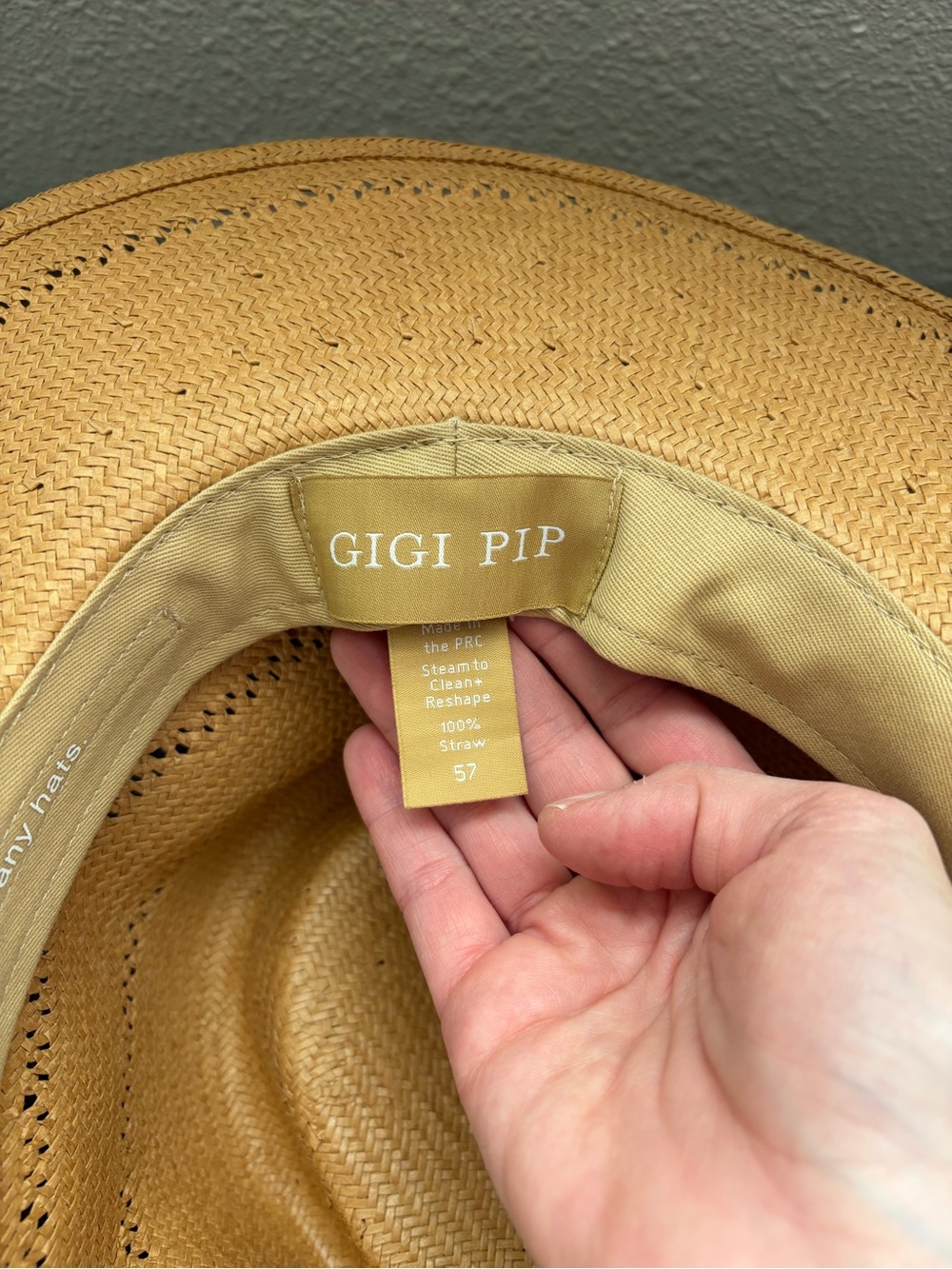 GIGI PIP Men's Straw Fedora in Light Brown with Leather Band - Picture 5 of 5